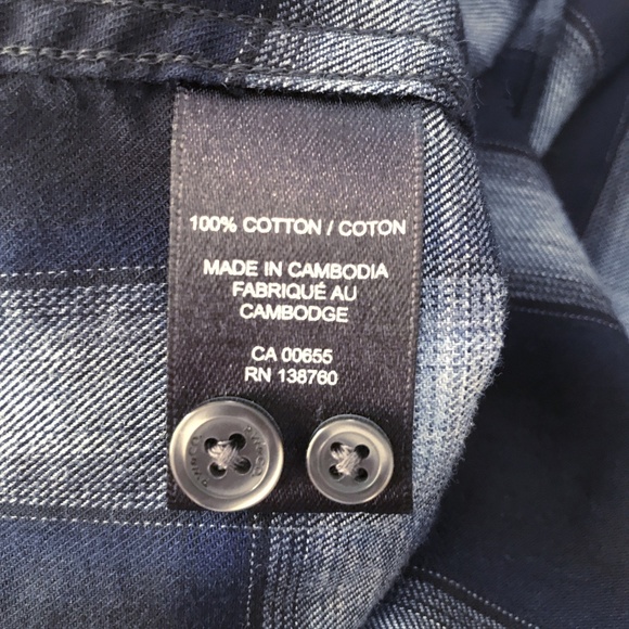 RW & CO. 100% COTTON BLUE GREY PLAID SHIRT SIZE XL - Picture 5 of 6